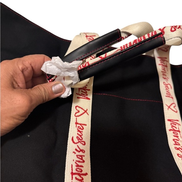 Victoria's Secret Black Tote Bag with Red Accents new with tag - Picture 9 of 10